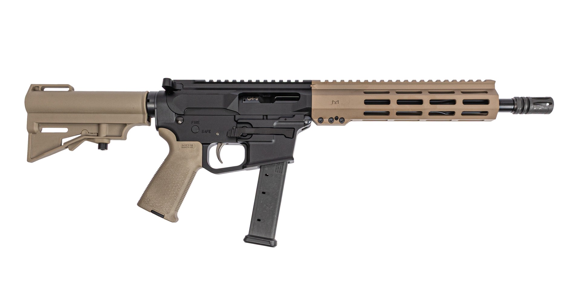 PSA Gen4 10.5" 9MM 1/10 GX Lightweight HEX M-Lok MOE EPT Har-15 Pistol, FDE - Palmetto State Armory