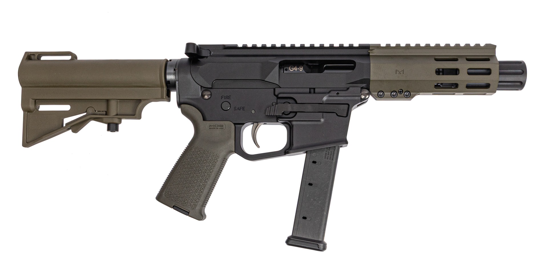 PSA Gen4 4" 9MM 1/10 GX Lightweight HEX M-Lok MOE EPT Har-15 Pistol, ODG - Palmetto State Armory