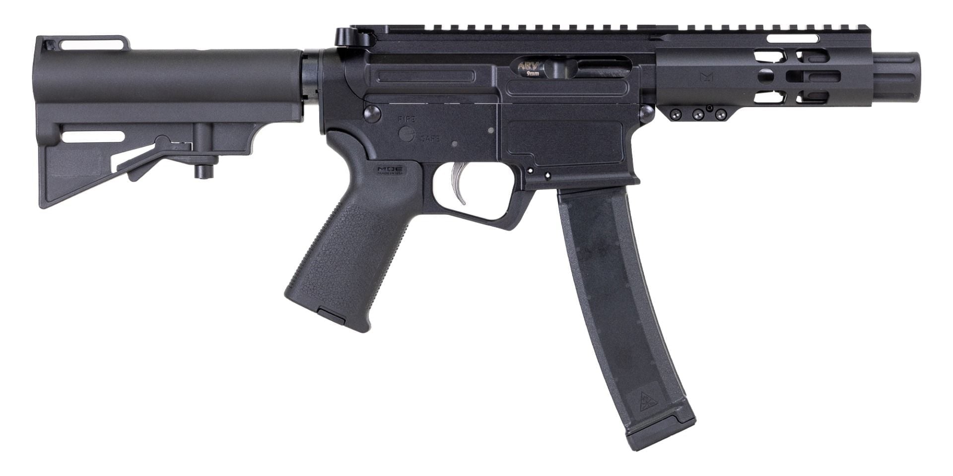 Palmetto State Armory Blem PSA ARV 4" 9MM 1/10 GX Lightweight 5" HEX M-Lok MOE EPT Har-15 Pistol, Black