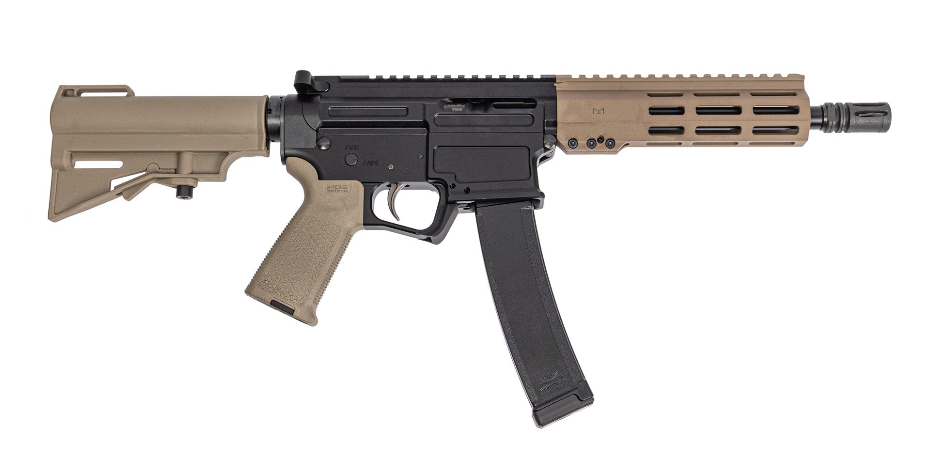 PSA ARV 8" 9MM 1/10 GX Lightweight HEX M-Lok MOE EPT Har-15 Pistol, FDE - Palmetto State Armory