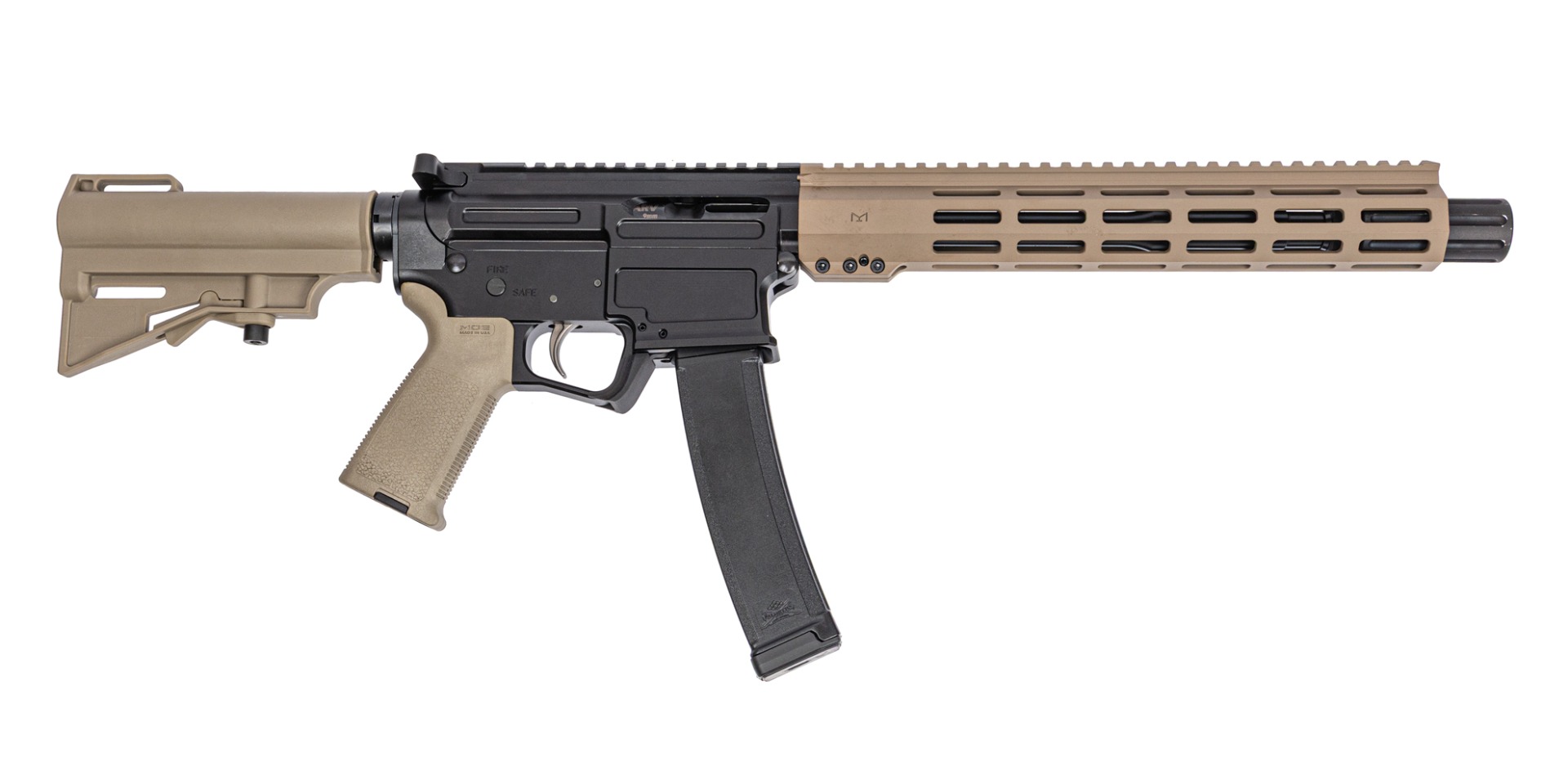 PSA ARV 10.5" 9MM 1/10 GX Lightweight HEX M-Lok MOE EPT Har-15 Pistol, FDE - Palmetto State Armory