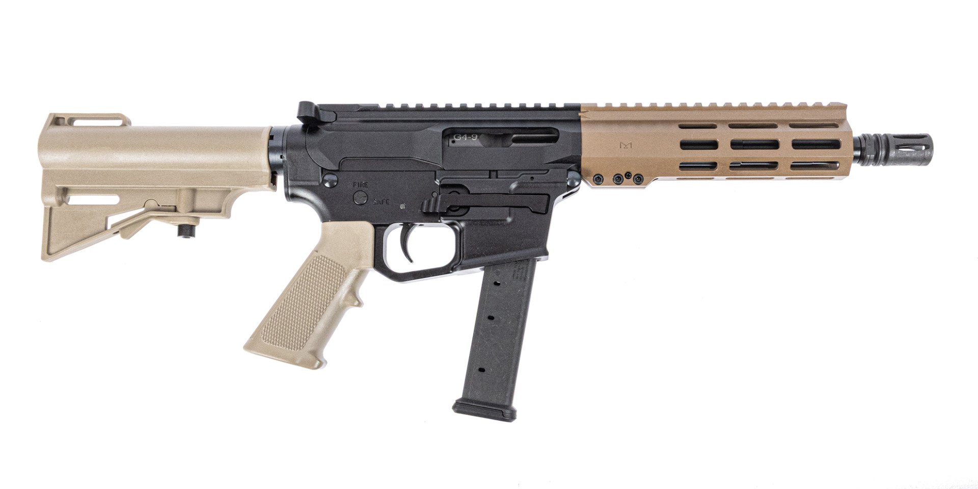 PSA Gen4 8" 9MM 1/10 GX Lightweight HEX FDE M-Lok Classic Har-15 Pistol, FDE - Palmetto State Armory