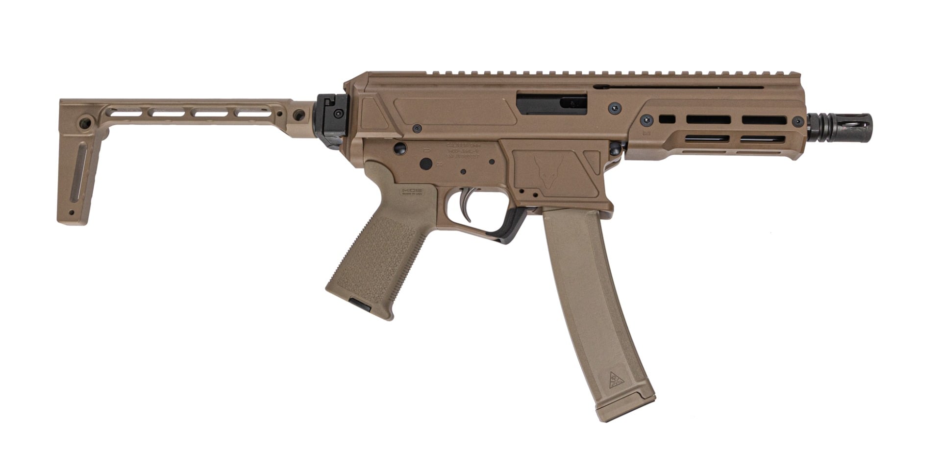 PSA JAKL 6.5" 9mm Pistol, FDE, Midwest Industries Brace - Palmetto State Armory