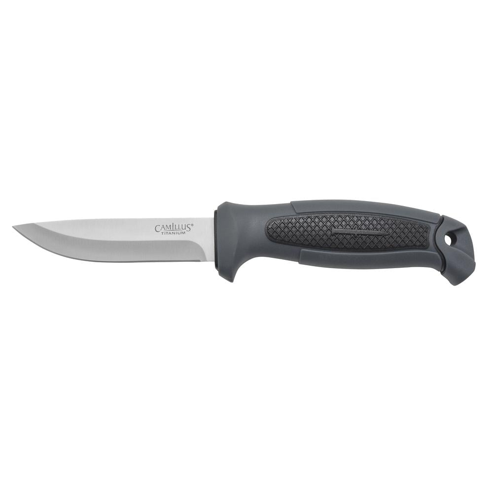 Camillus Felix Fixed Blade Drop Point Knife and Fire Starter, Black - CAM-19619 - Camillus