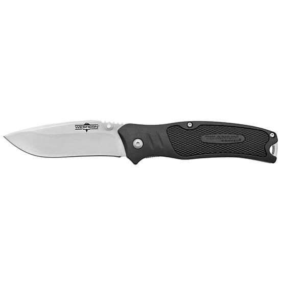 Camillus Western Blacktrax Folding Drop Point Knife, Black - CAM-19366