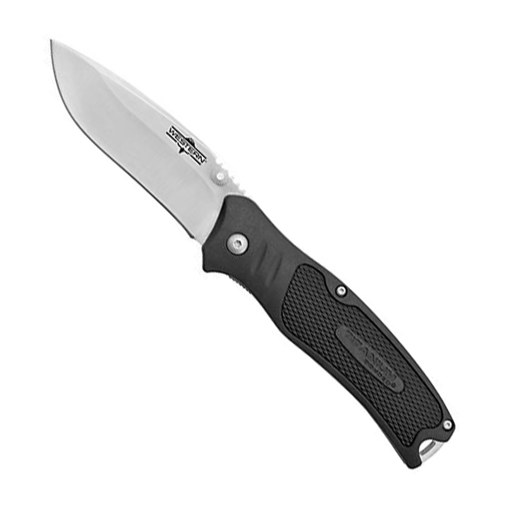 Camillus Western Blacktrax Folding Drop Point Knife, Black - CAM-19366