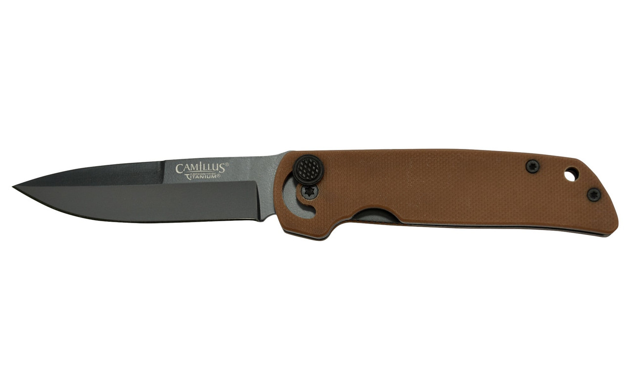 Camillus Cuda Mini Folding Drop Point Knife, Coyote Brown - CAM-19635 - Camillus
