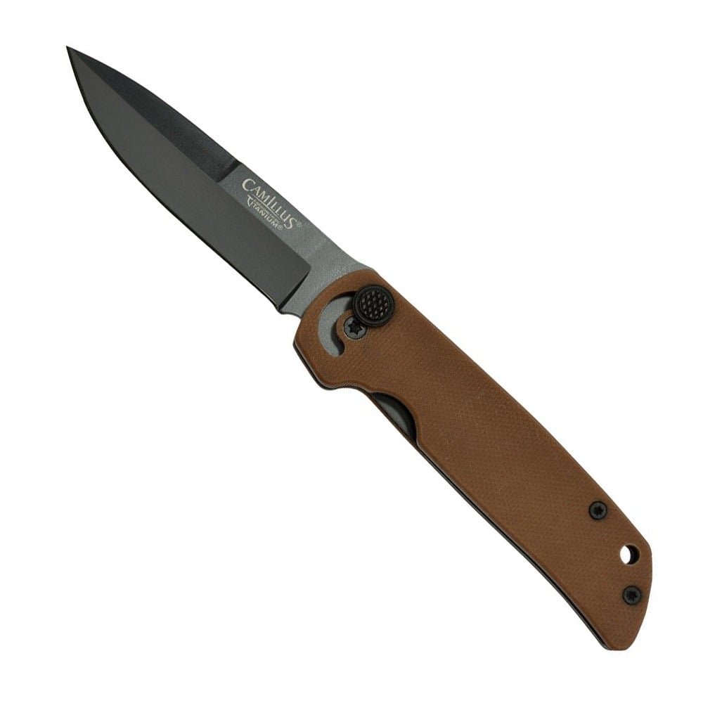 Camillus Cuda Mini Folding Drop Point Knife, Coyote Brown - CAM-19635