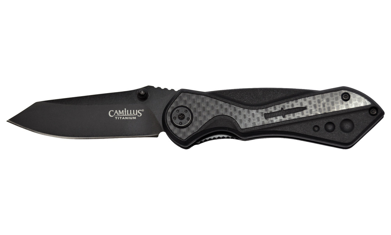 Camillus Machine Folding Drop Point Knife, Black - CAM-19812 - Camillus