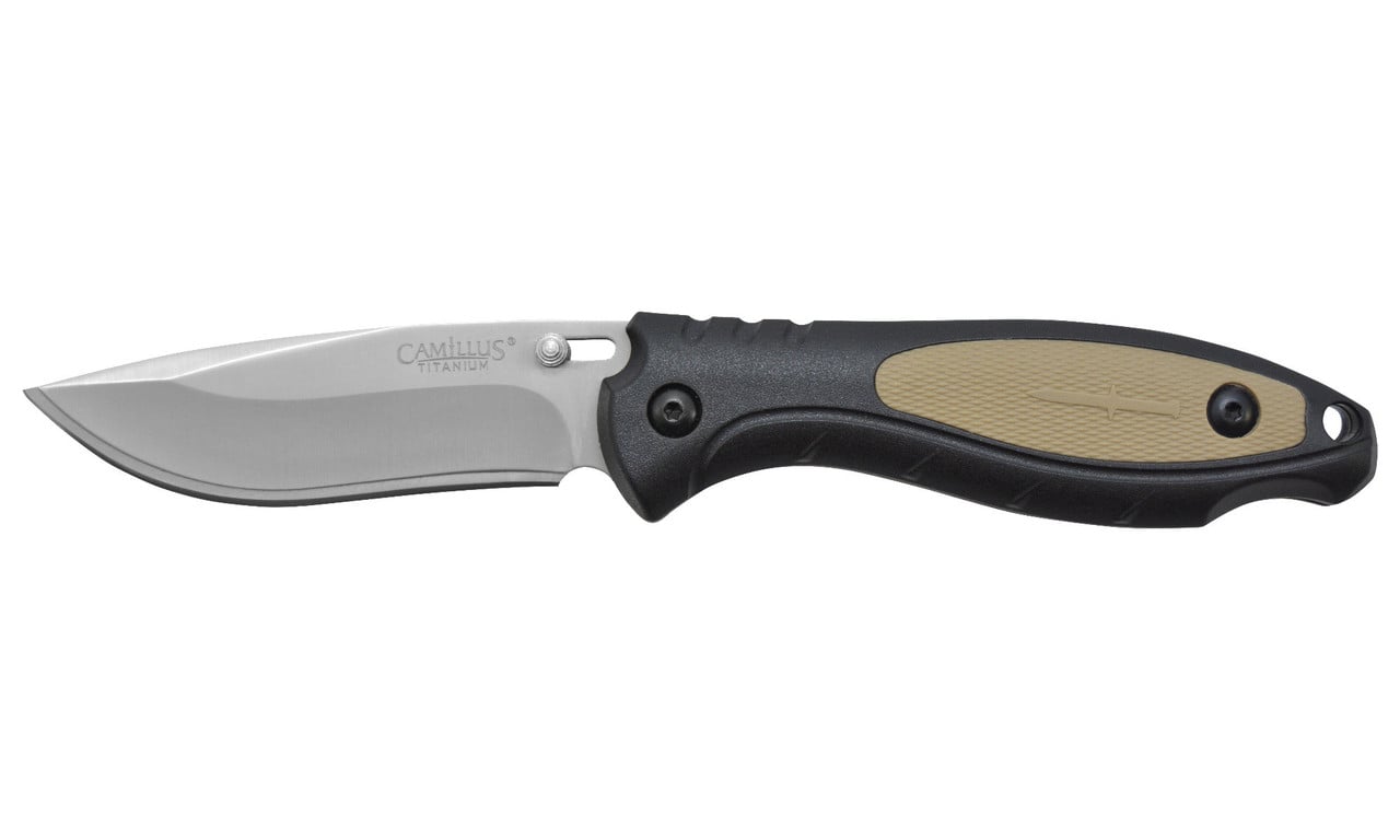 Camillus Tigersharp Fixed Blade Drop Point Knife, Tan - CAM-19132 - Camillus