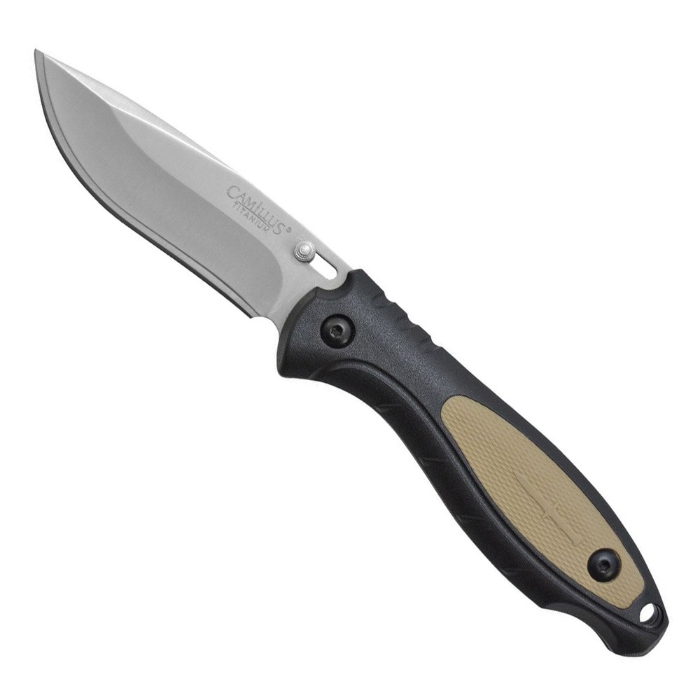 Camillus Tigersharp Fixed Blade Drop Point Knife, Tan - CAM-19132