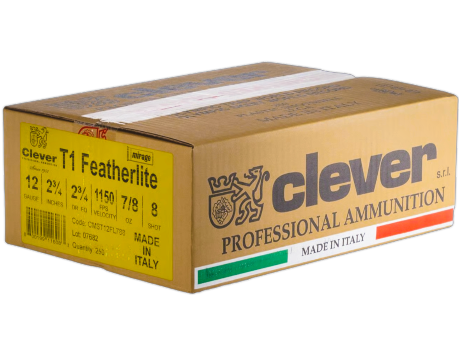 Clever Mirage T1 Super Target Featherlite 12 Gauge 2-3/4" #8 7/8 Ounce 250rds Case