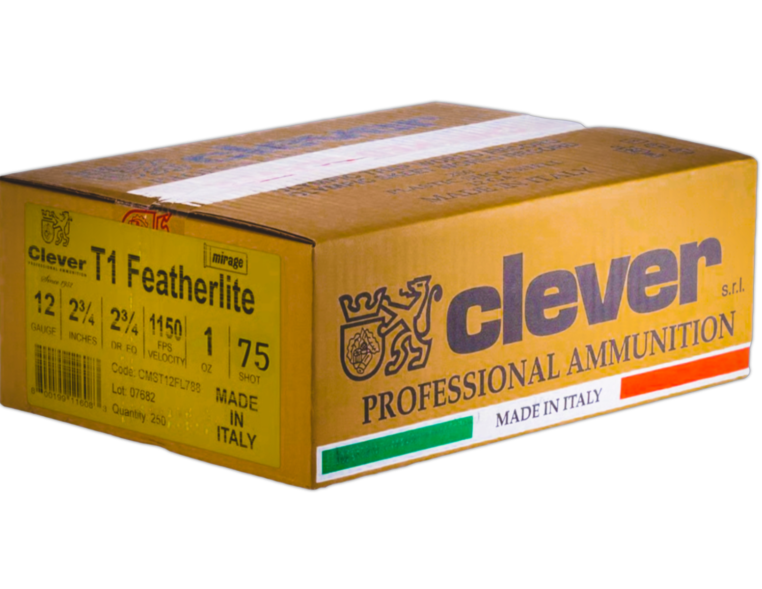 Clever Mirage T1 Super Target Featherlite 12 Gauge 2-3/4" #7.5 1 Ounce 250rds Case - Clever