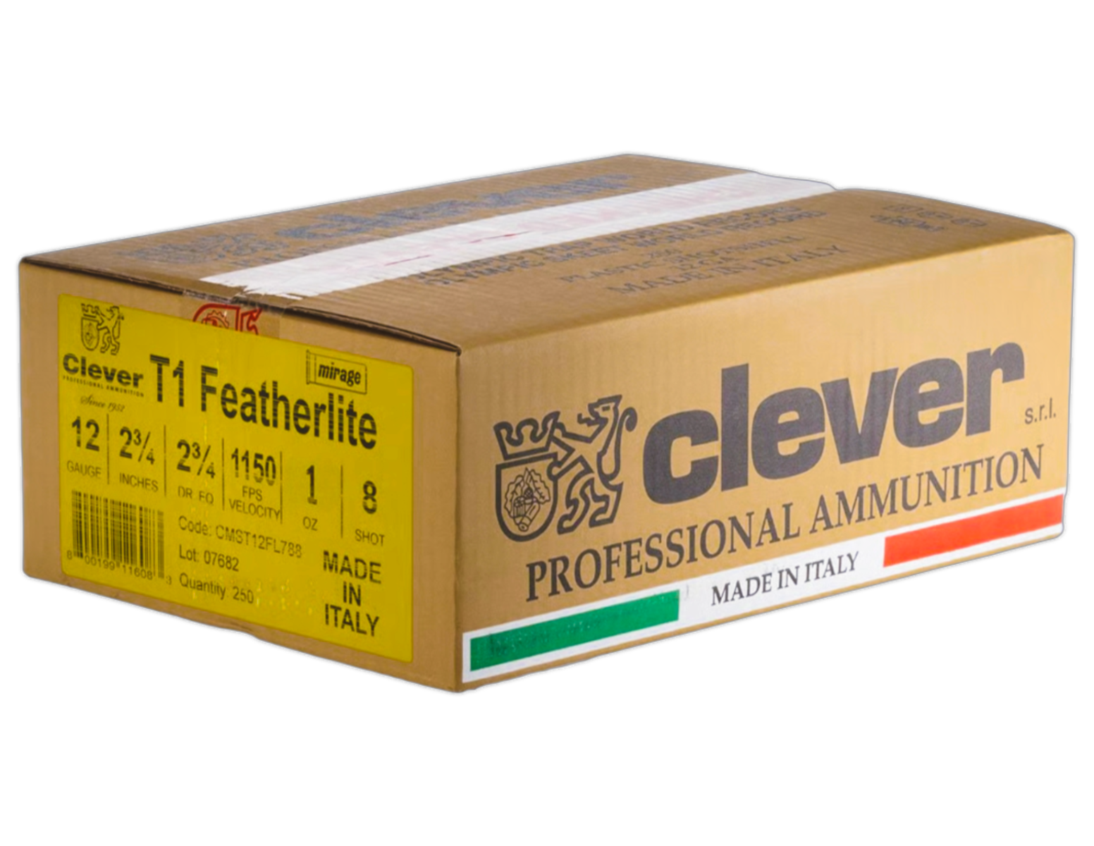 Clever Mirage T1 Super Target Featherlite 12 Gauge 2-3/4" #8 1 Ounce 250rds Case - Clever