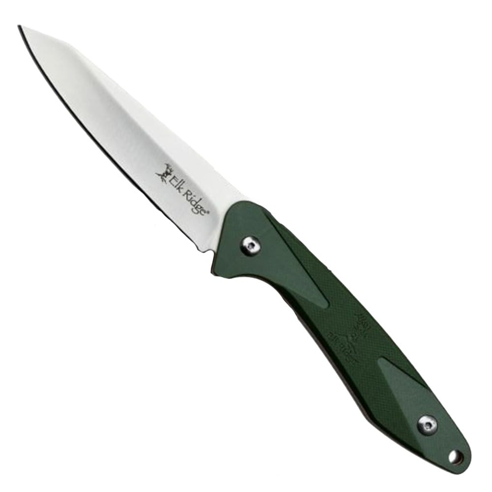 Elk Ridge Hinterland Fixed Blade Wharncliffe Knife, Green - ER-HLFIX001CS