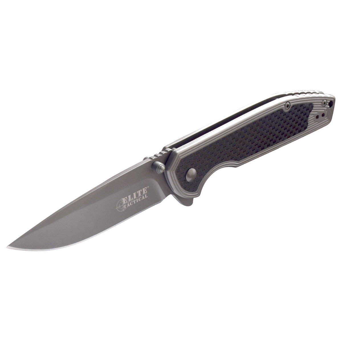 Elite Tactical Folding Drop Point Knife, Gray- ET-1007 - Elite Tactical