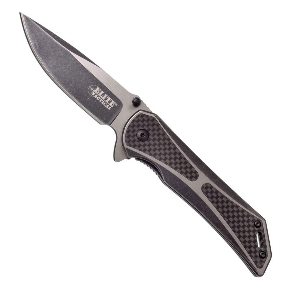 Elite Tactical Folding Drop Point Folding Knife, Satin - ET-1008 - Elite Tactical