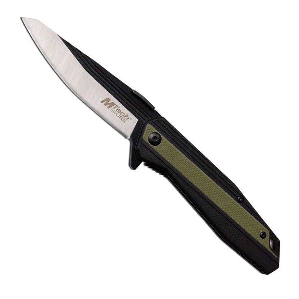 MTech Manual Drop Point Folding Knife, Green - MT-1081GN