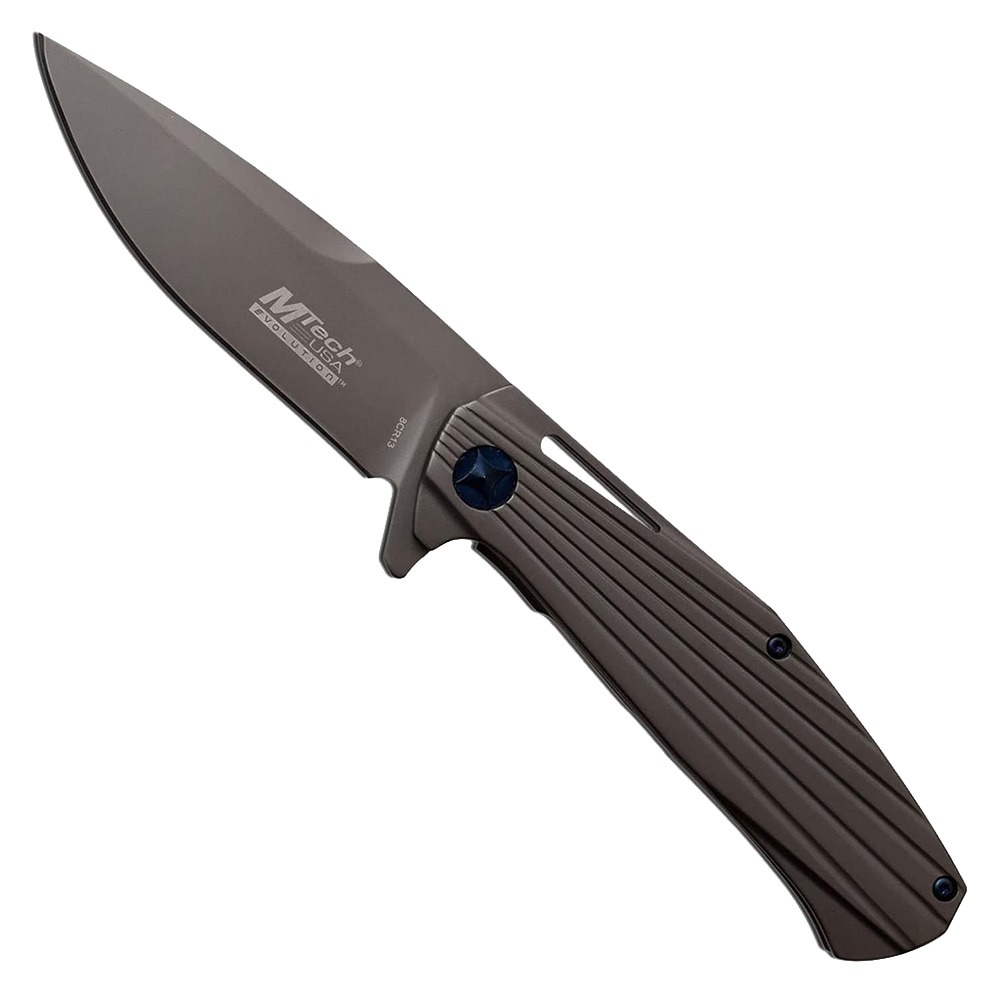 MTech Evolution Drop Point Folding Knife, Gray - MTE-FDR005-GY