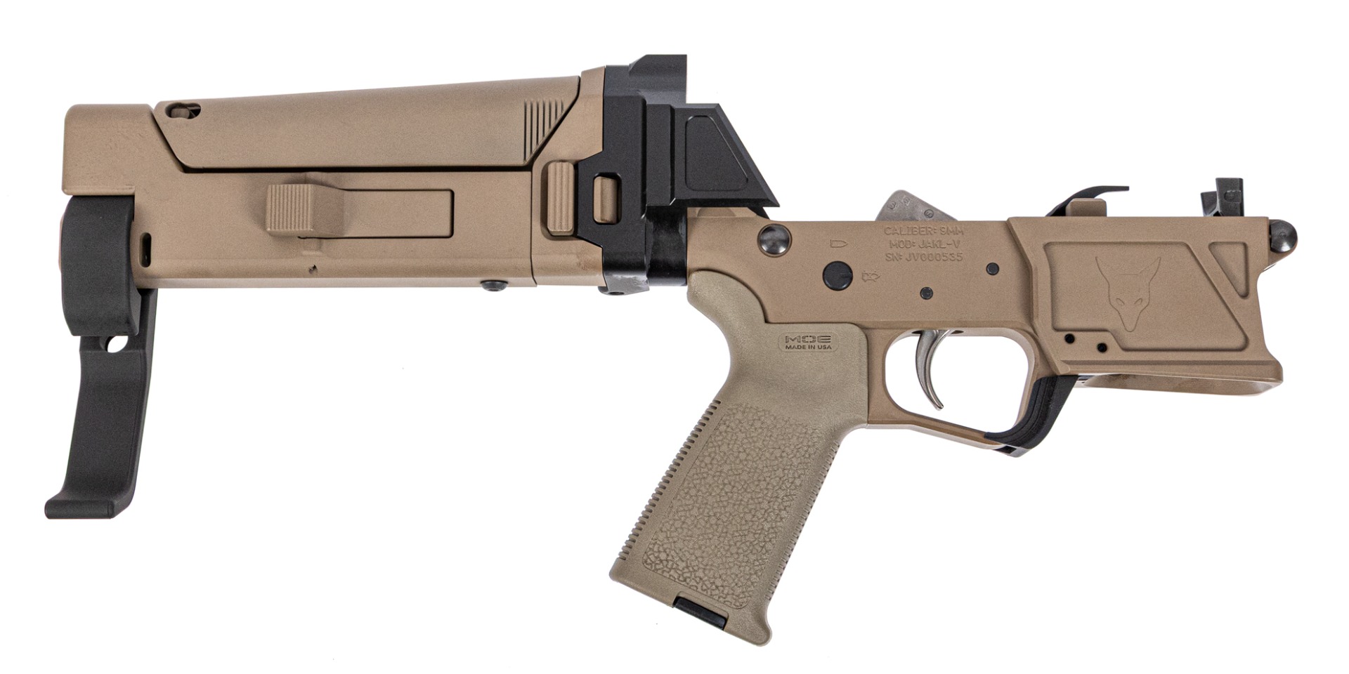 PSA JAKL 9mm Complete Lower MOE EPT W / F5 Brace, FDE - Palmetto State Armory