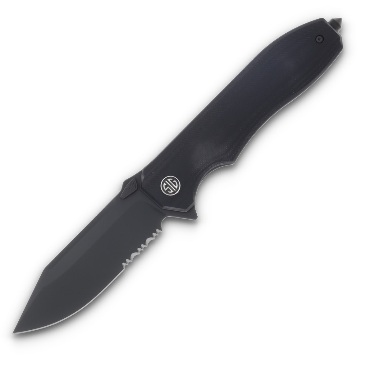 Eikonic Sig Sauer Validus Partially Serrated Folding Clip Point Knife, Matte Black - VA9BBS