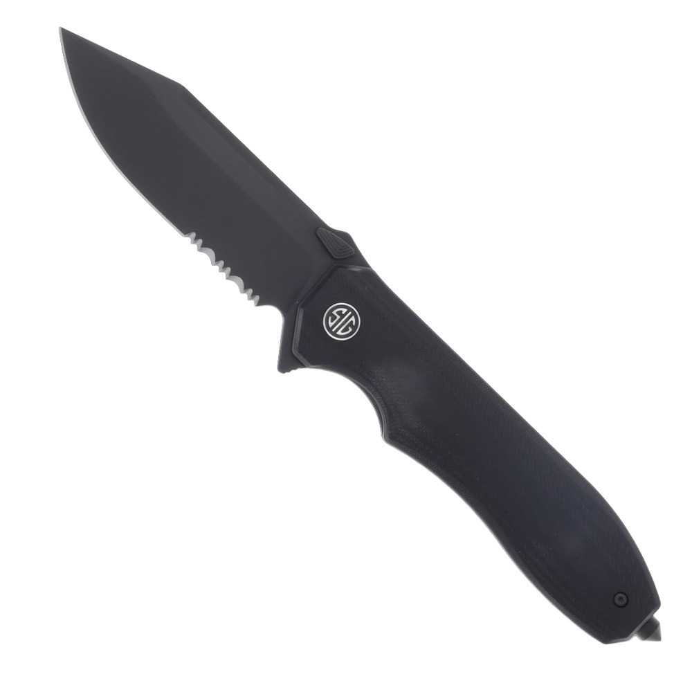 Eikonic Sig Sauer Validus Partially Serrated Folding Clip Point Knife, Matte Black - VA9BBS