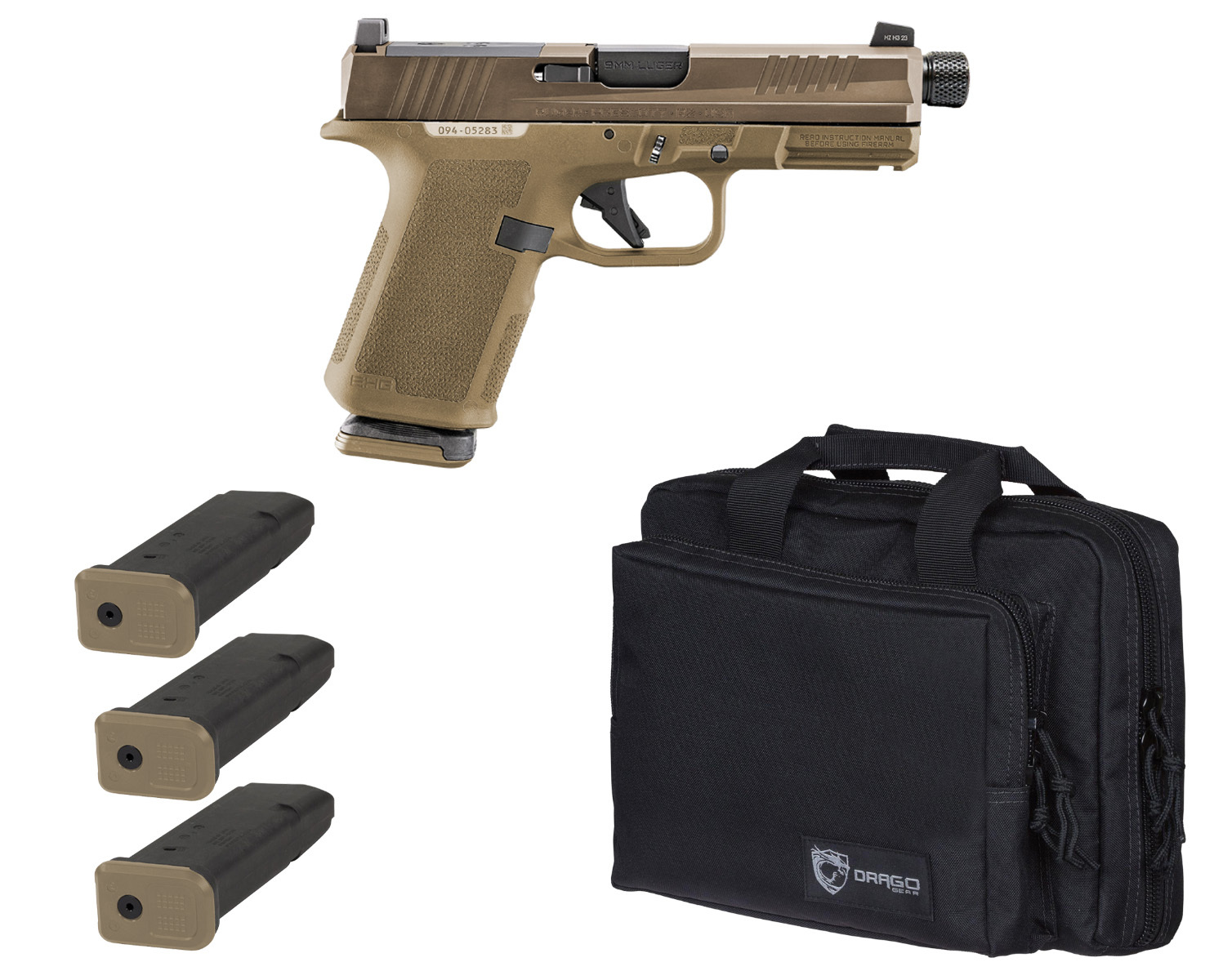 Ruger RXM Tactical Bundle 4" Threaded 9MM (3)15rd O.R Pistol w/ Range Bag, 2 Tone FDE - 19400-TACPAC - Ruger