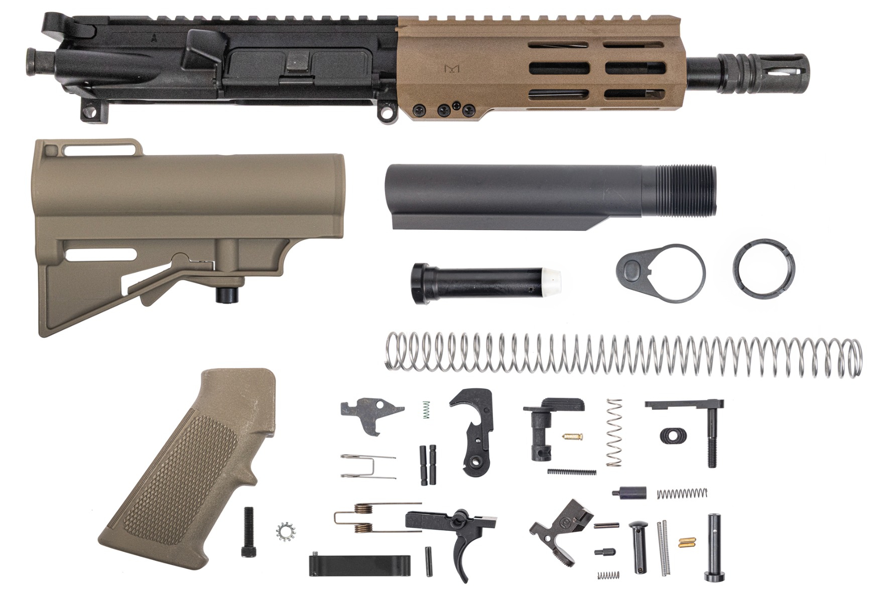 PSA 7.5" 300AAC Blackout 1/7 Nitride 6" Lightweight Hex M-Lok Classic HAR-15 Pistol Kit; FDE - Palmetto State Armory