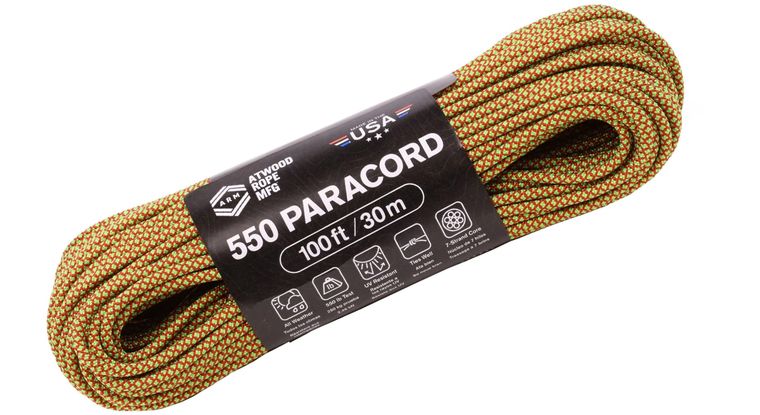 Atwood Parachute Cord 100 ft, Red/Sour Apple Diamonds