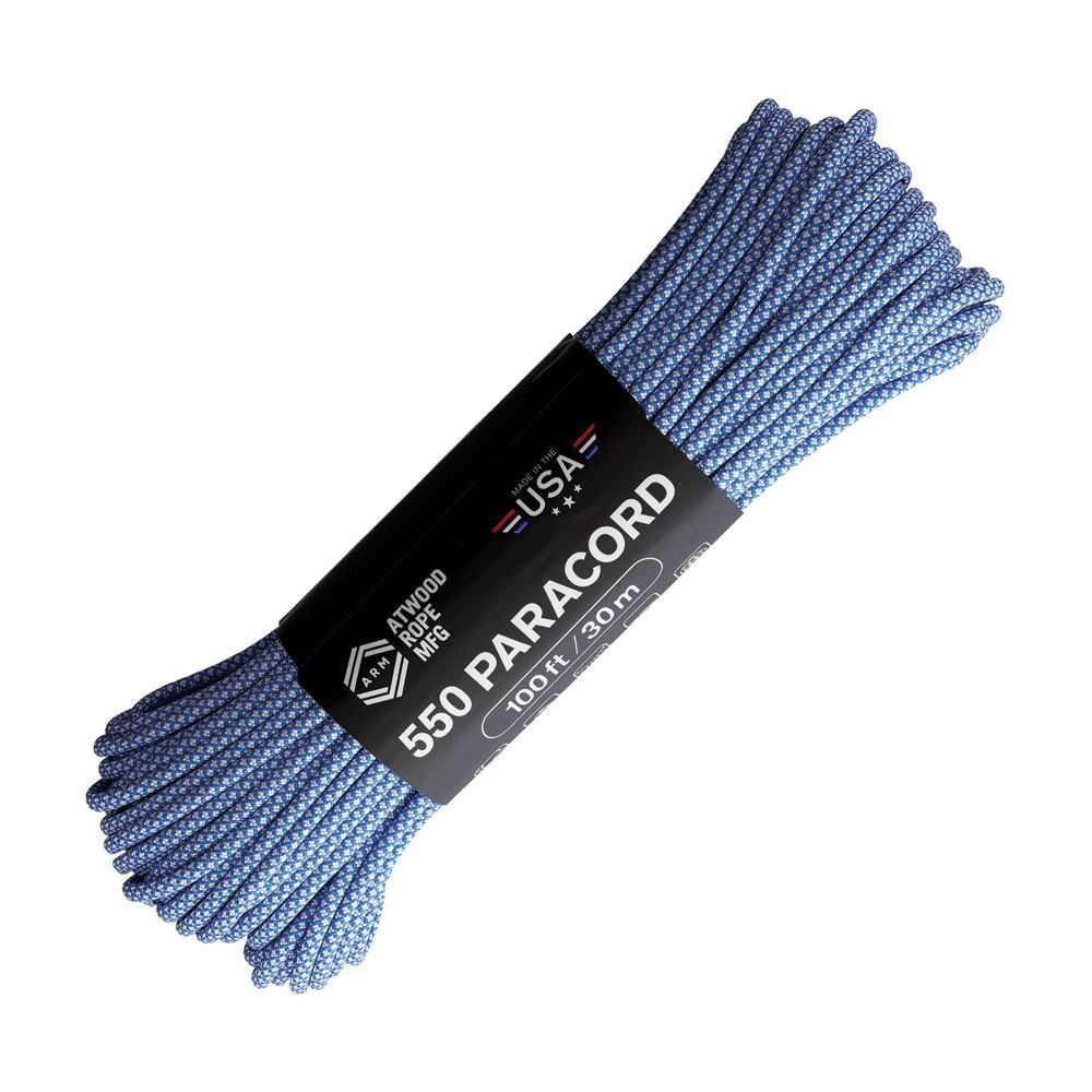 Atwood Parachute Cord 100 ft, Blue/White Diamonds