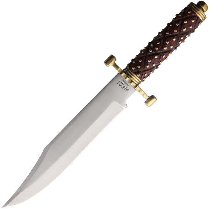 American Hunter Studded Bowie Fixed Blade Clip Point Knife, Red Wood - AH024