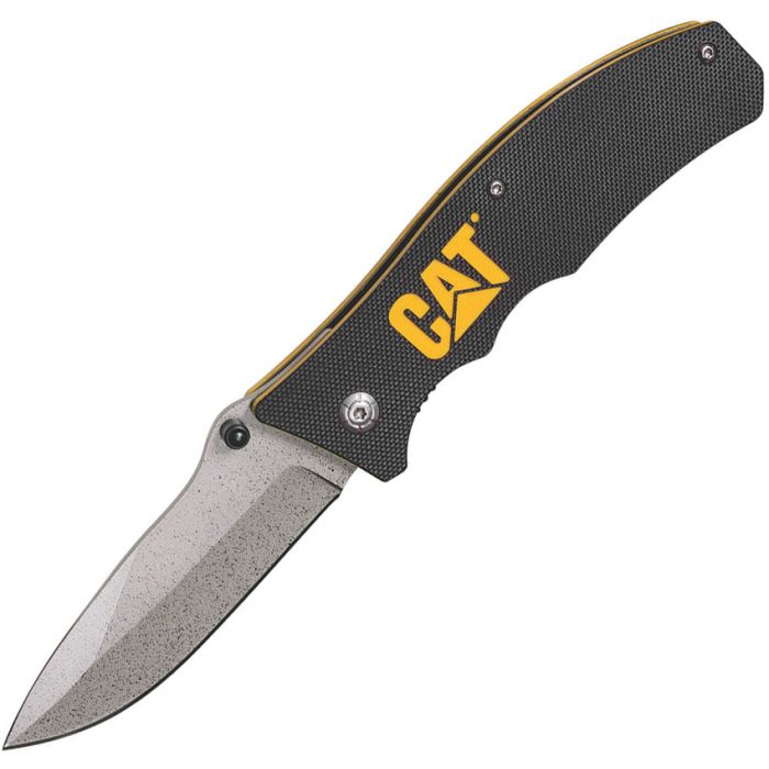 Caterpillar Linerlock Folding Drop Point Knife, Black - CAT980002 - Caterpillar