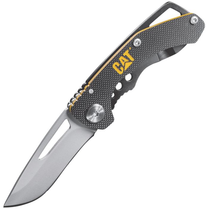 Caterpillar Framelock Folding Drop Point Knife, Black - CAT980010 - Caterpillar