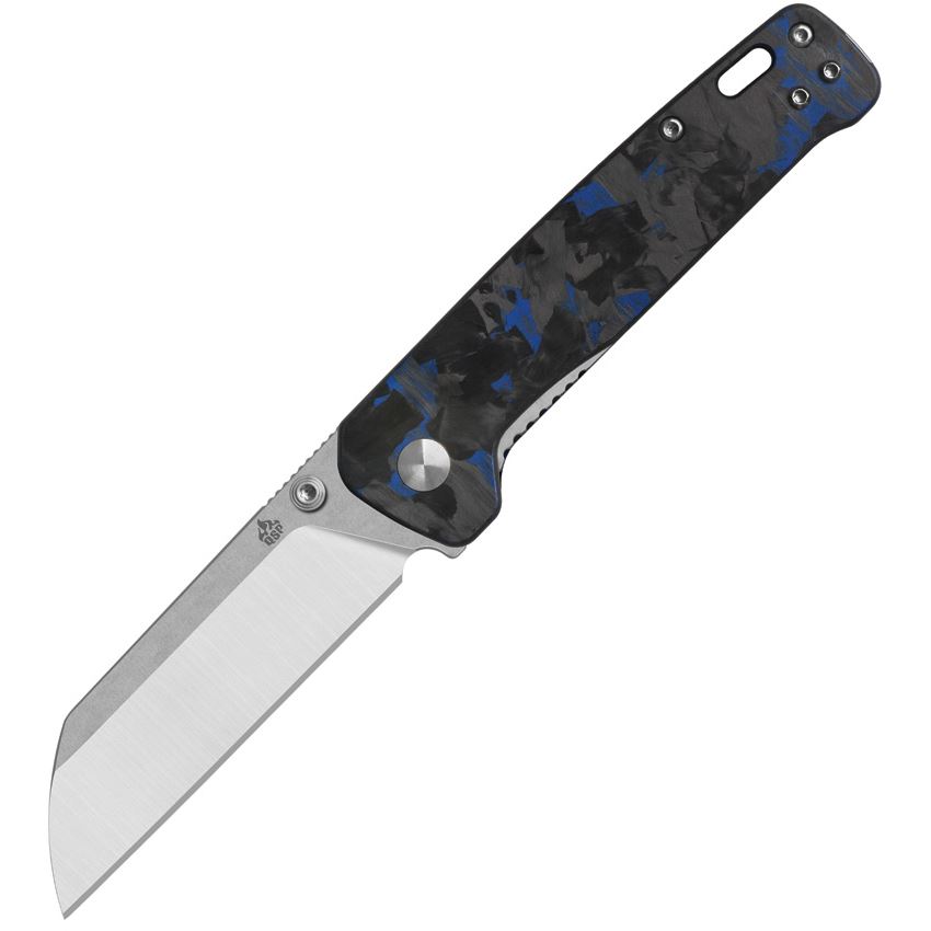 QSP Penguin Folding Sheepsfoot Knife, Blue Carbon Fiber - QS130V2E1 - Qsp Knives