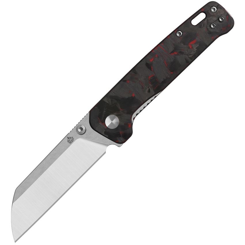 QSP Penguin Folding Sheepsfoot Knife, Red Carbon Fiber - QS130V2F1 - Qsp Knives