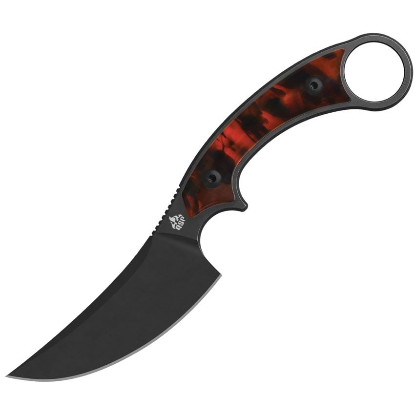 QSP Viper Fixed Blade Clip Point Knife, Black Tortoise - QS166C2