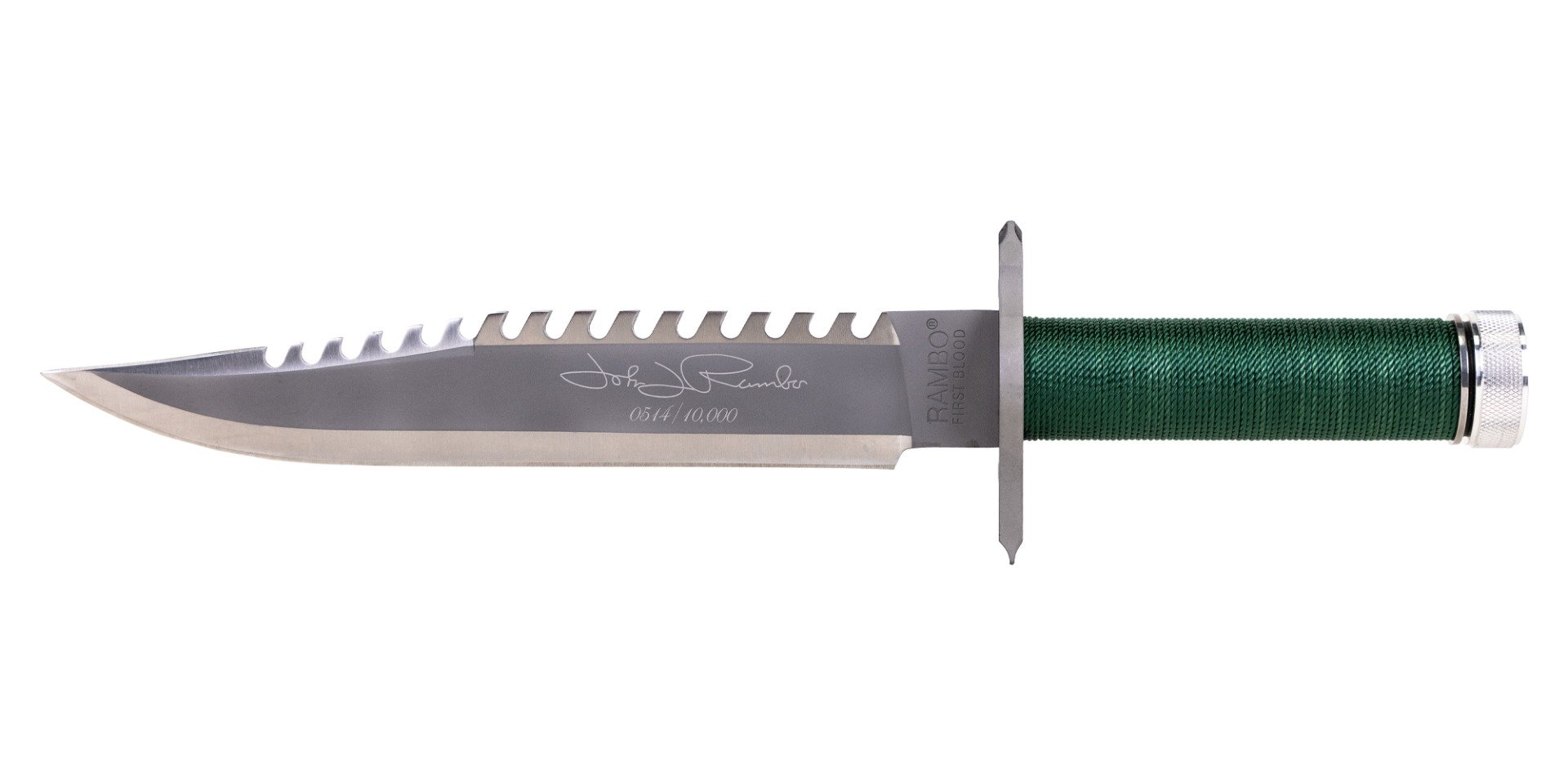 Rambo Knives First Blood Fixed Blade Sawback Knife, Green - RB9423