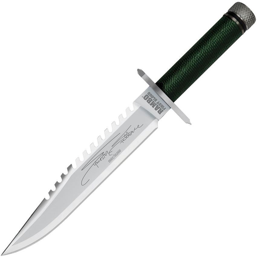 Rambo Knives Mini Rambo First Blood Sawback Knife, Green - RB9431 - Rambo Knives