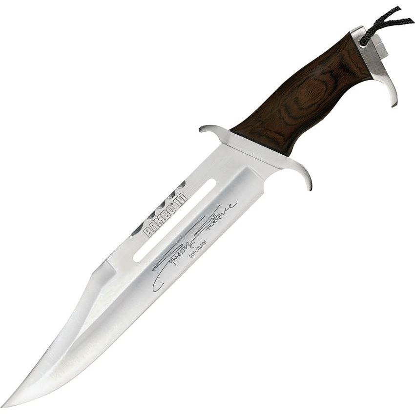 Rambo Knives Mini Rambo III Fixed Blade Clip Point Knife, Brown - RB9433 - Rambo Knives