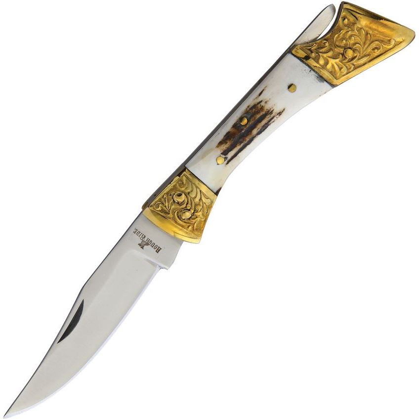 Rough Rider Stag Folding Clip Point Knife, Stag Bone - RR1396 - Rough Rider Knives