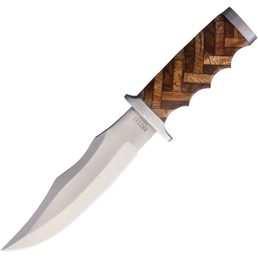Rough Rider Cross Hatch Fixed Blade Clip Point Knife, Brown - RR2112 - Rough Rider Knives