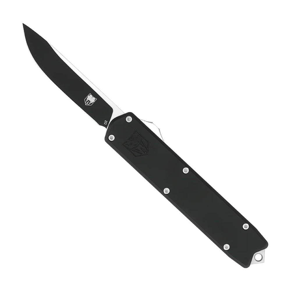 CobraTec Knives Dominator Medium OTF Drop Point Knife, Black - MCTDOMBLK - CobraTec Knives