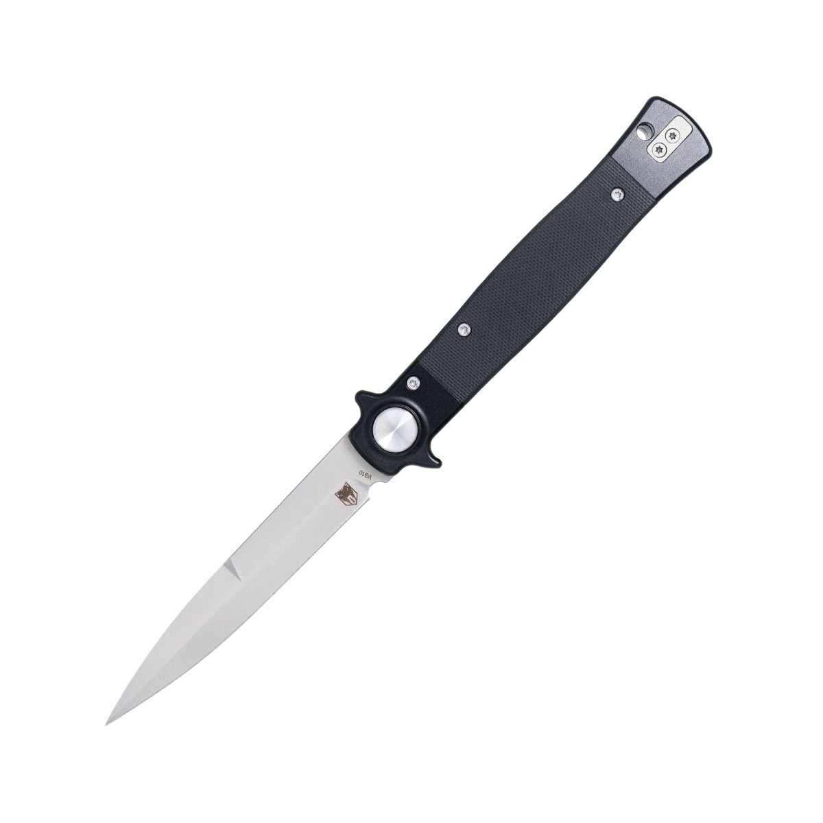 CobraTec Knives Stilleto Folding Spear Point Knife, Black - CTSTLBLG10BLKSTN