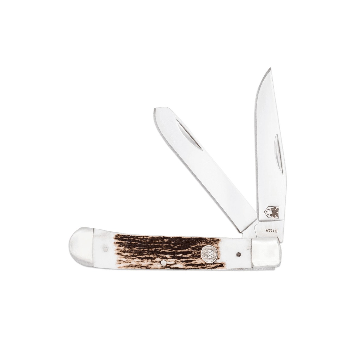 CobraTec Knives Trapper Folding Two Blade Pocket Knife, Stag - CTTDTRPSTAG