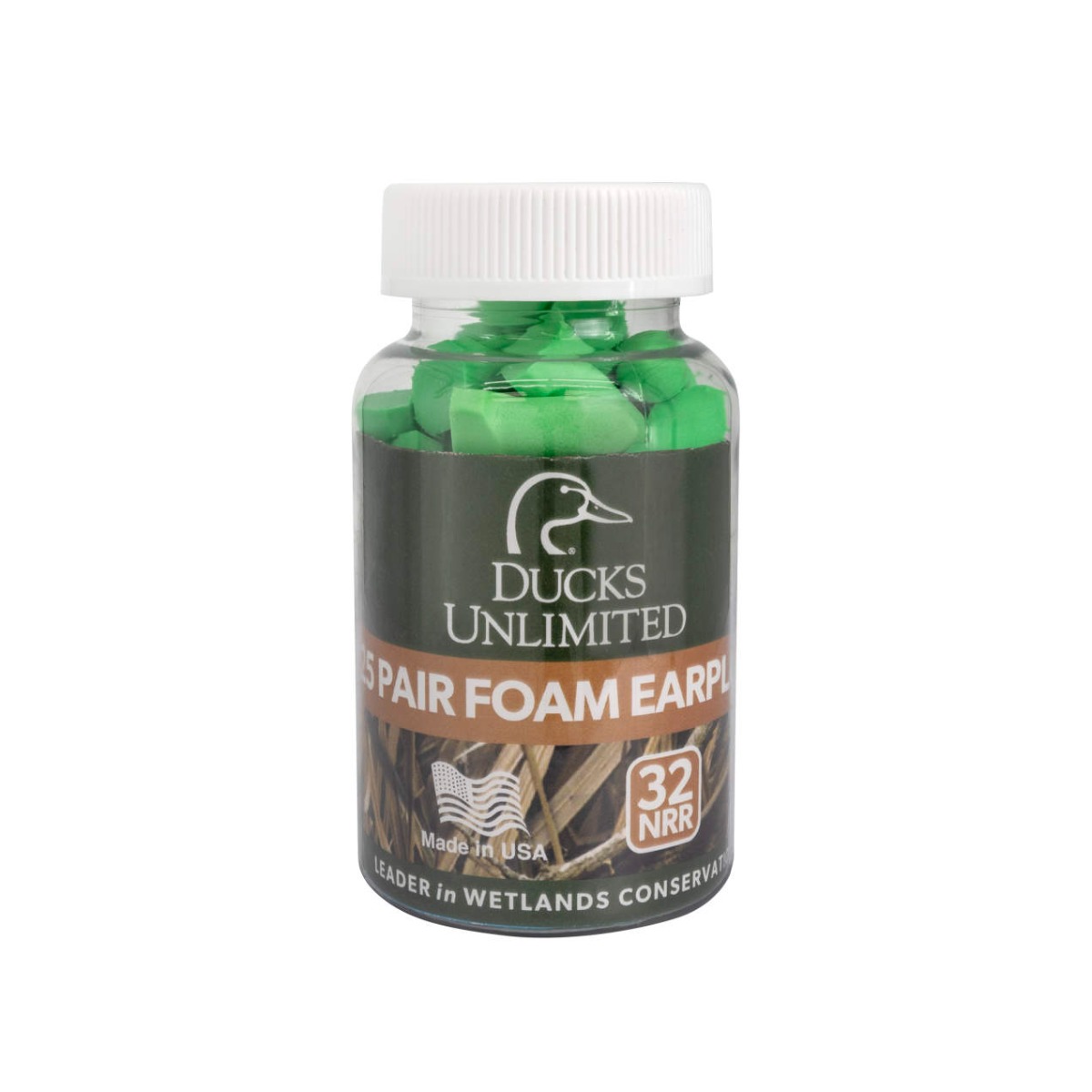 Radians Ducks Unlimited NRR32 25pr Wing Green Jar Foam Plugs -  DU-FPL-GN32-J25 - Radians