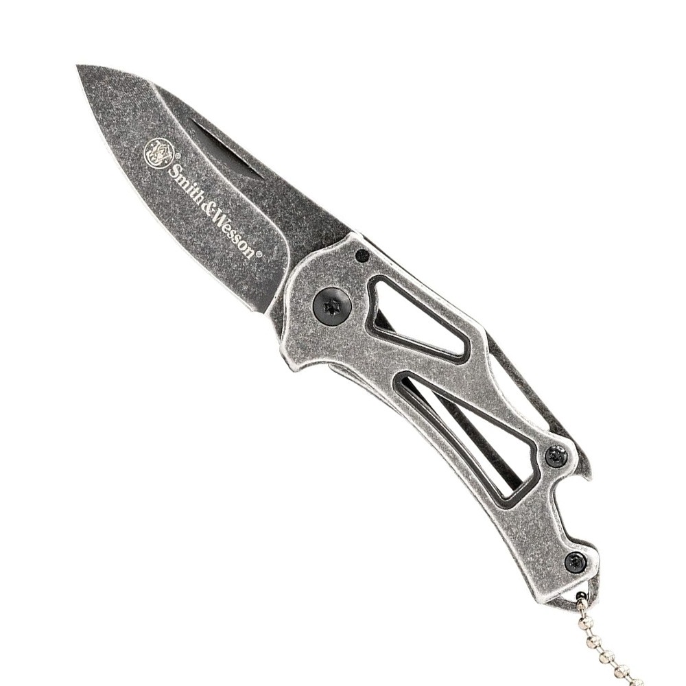 Smith & Wesson Keychain Folding Drop Point Knife, Stonewashed - 1100065