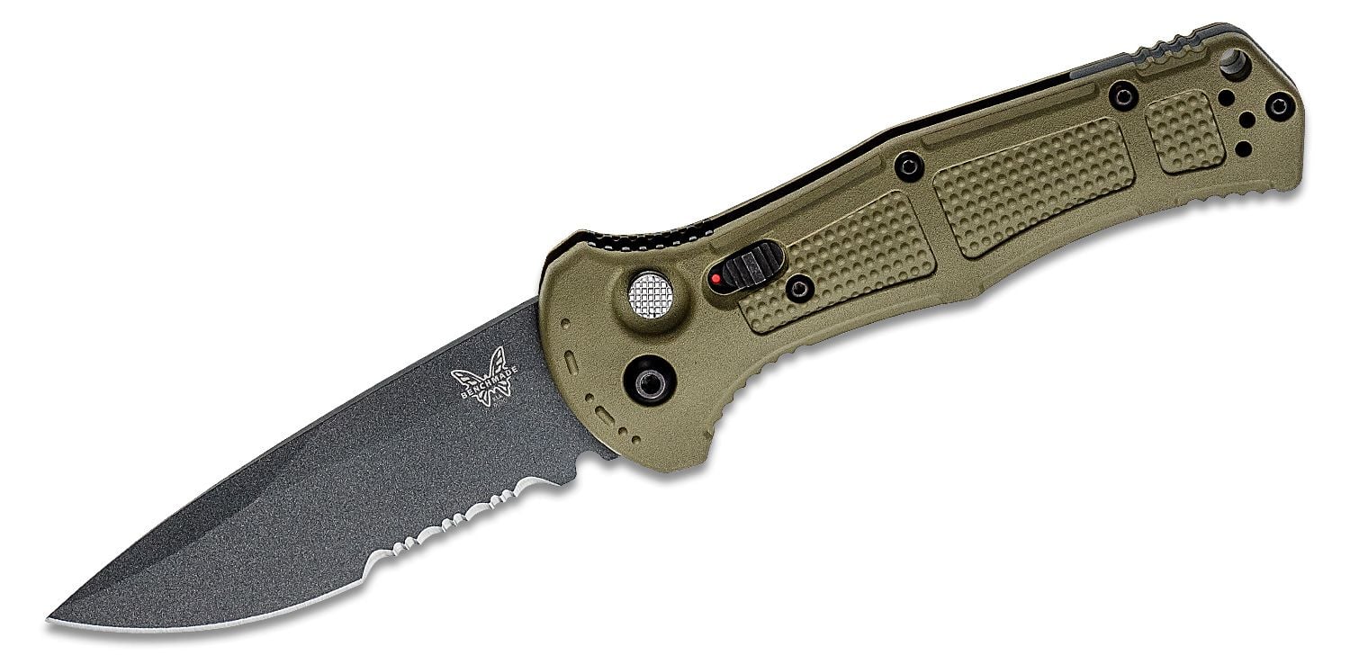Benchmade Claymore Folding Drop Point Knife Serrated, Ranger Green -  9070SBK-1 - Benchmade