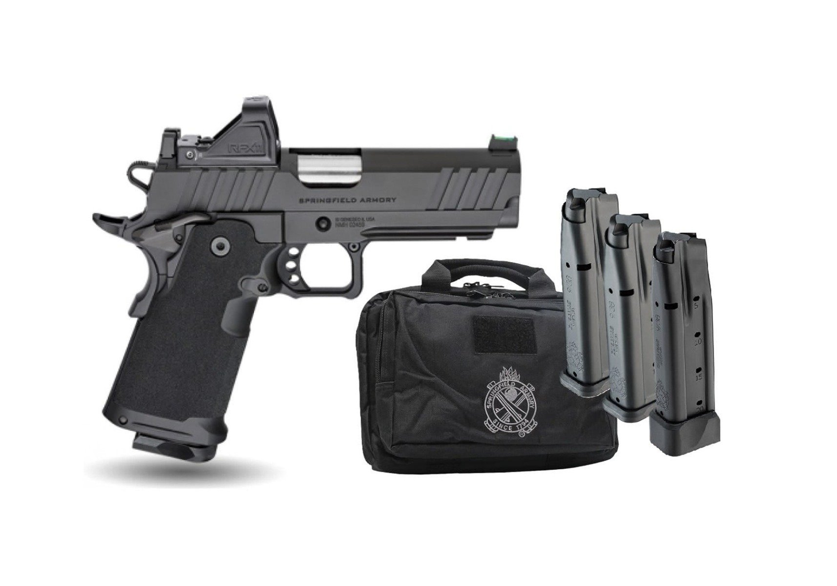 Springfield 1911 Prodigy 4.25" 9mm 20rd / 17rd Pistol Package with Viridian RFX11 Green Dot Optic, Black - PH9117AOS-PAC - Springfield Armory