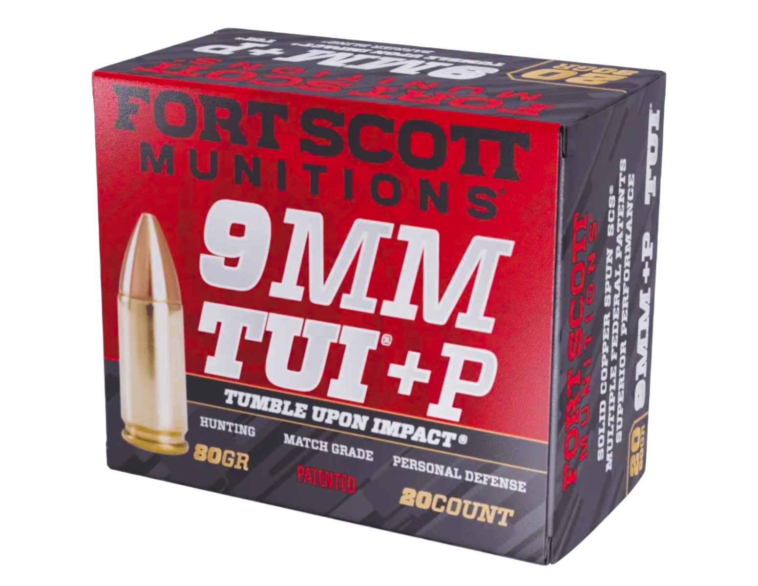 Fort Scott Munitions 9mm+P TUI 80GR SCS Ammo,  20Rds - 9MM+P080SCV
