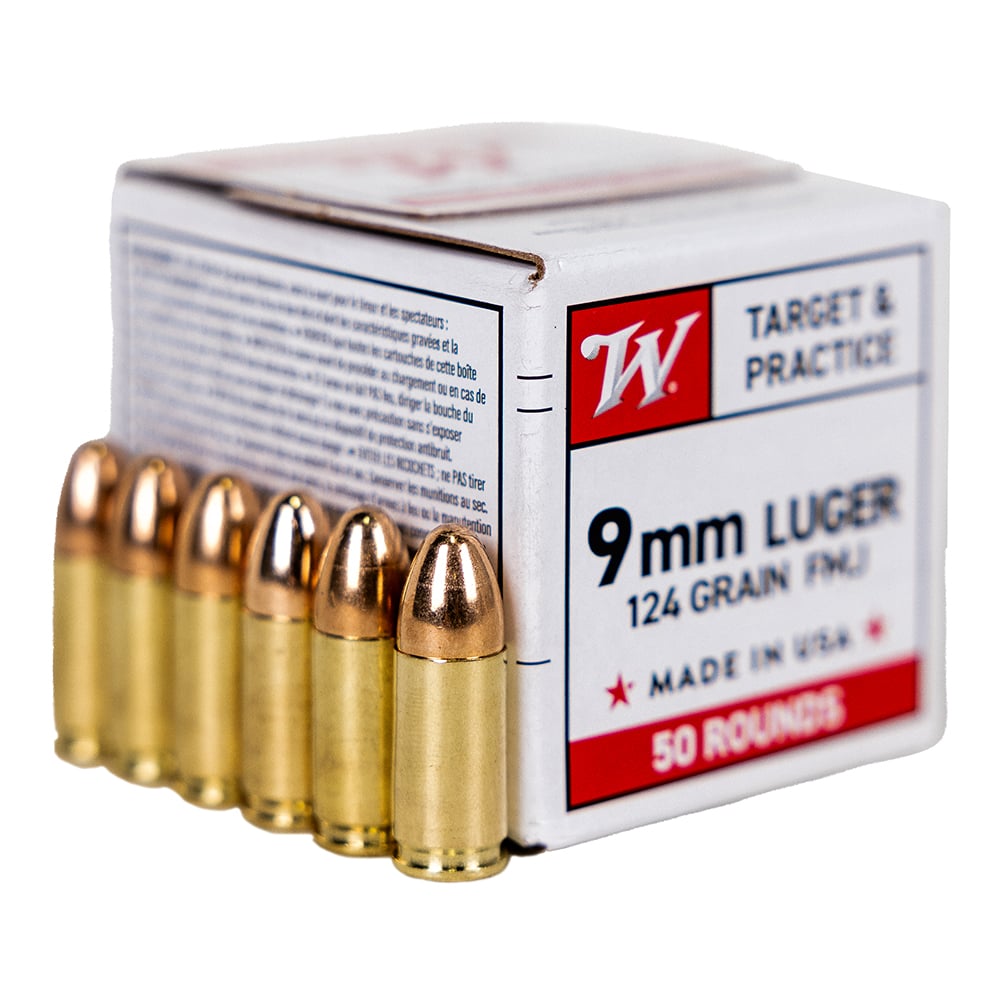 Winchester Ammo 9mm 124gr FMJ 50rd - W9MM12450